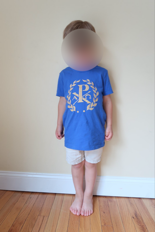 Chi Rho youth t-shirt, gold design