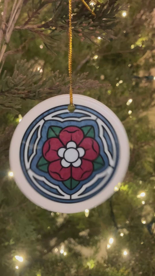 Rosa Mystica ceramic ornament